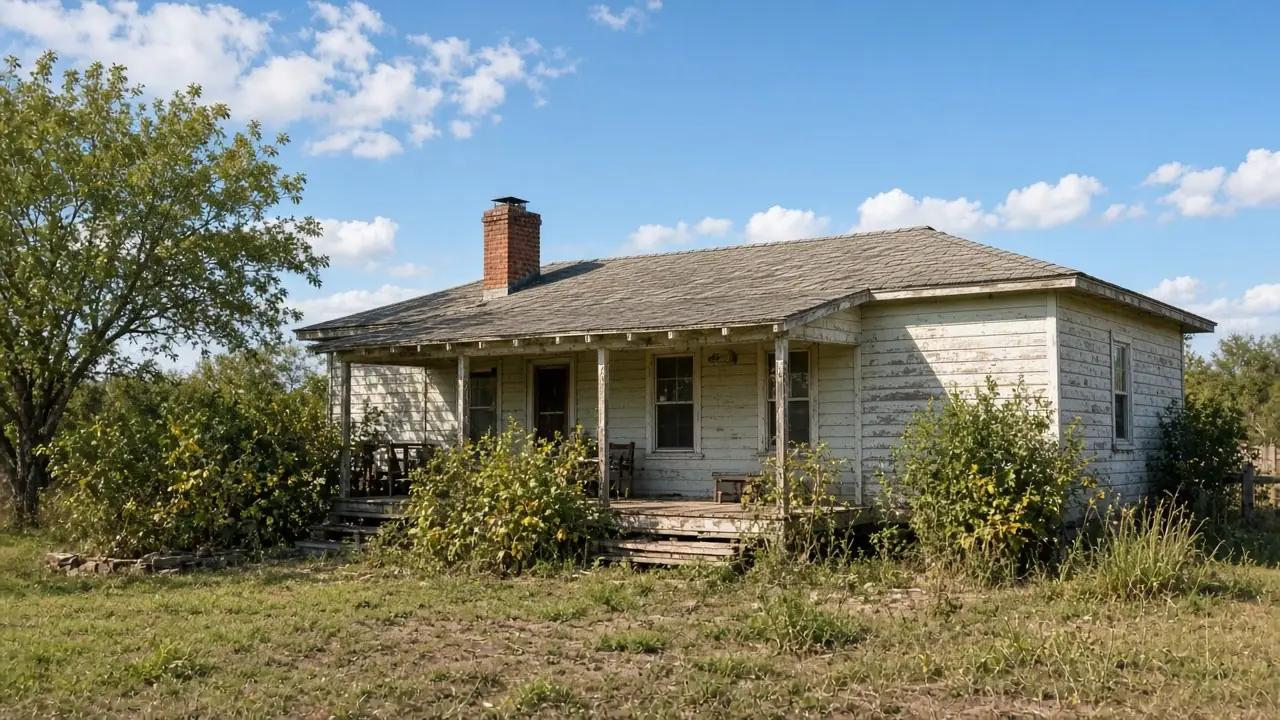 Una casa antigua con la pintura gastada y el exterior sin mantenimiento